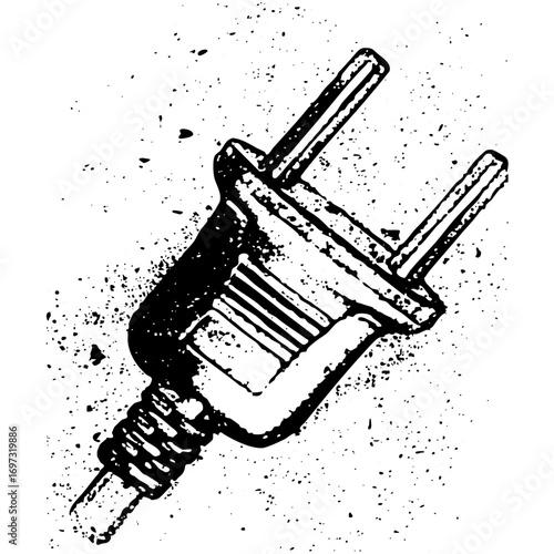 Vector Detailed of a three-prong electrical plug.