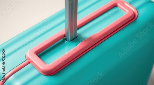 Teal Suitcase Handle Detail Closeup.