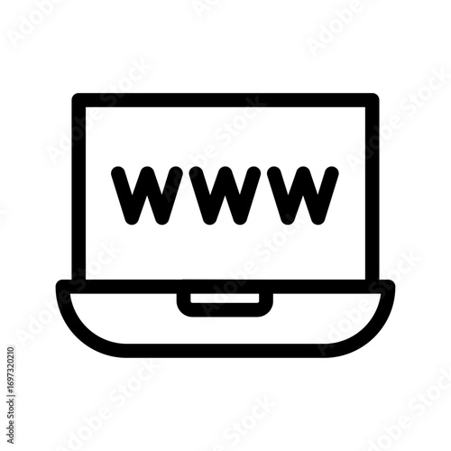 Laptop with WWW Line Icon of Internet Service Providers Icon Set