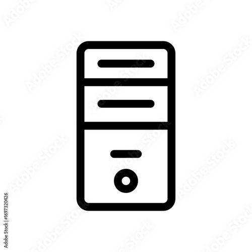 Server Tower Line Icon of Data Centers Set