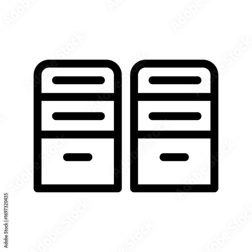 Rack Servers Line Icon of Data Centers Set