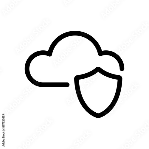 Cloud Security Line Icon of Data Centers Set