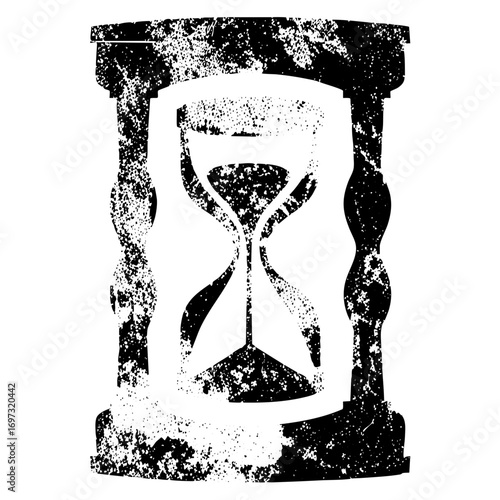 Vector Vintage hourglass with distressed texture.
