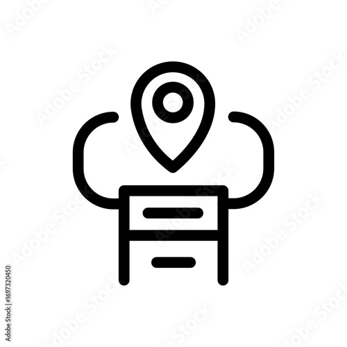 Server Location Line Icon of Data Centers Set