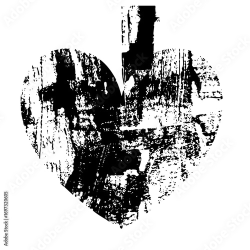 Vector Distressed heart with downward arrow.