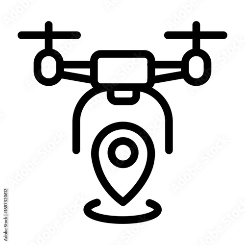 Drone with location pin Line Icon of Drones and UAVs Set