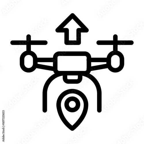 Drone delivery with location Line Icon of Drones and UAVs Set