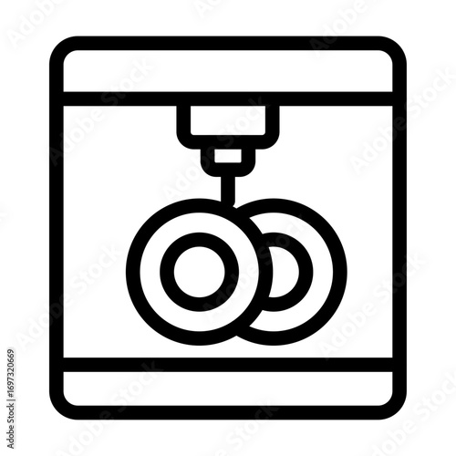 3D Printer Gears Line Icon of 3D Printing Set
