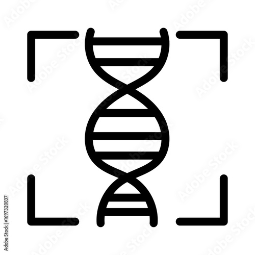 DNA Recognition Line Icon of Biometric Nanotechnology Set