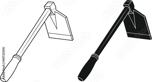 Hoe vector illustration gardening tool equipment