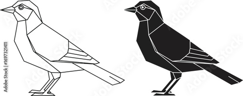 Geometric bird origami vector illustration design