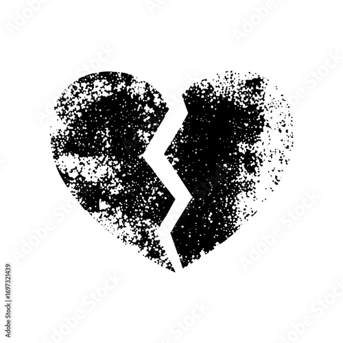 Vector Distressed broken heart with a clean split.