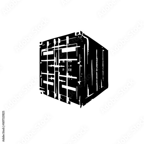 Vector Black vector of a shipping container.