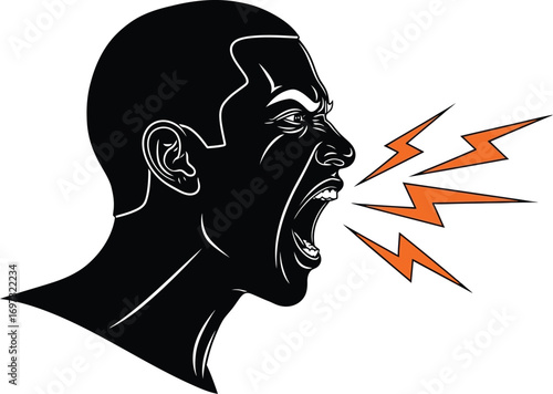 Angry man shouting screaming vector illustration