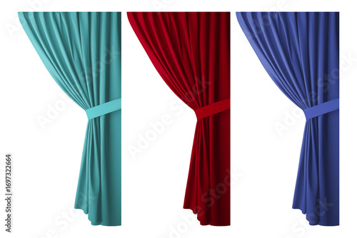Realistic 3D rendered curtains showcasing different fabric textures
