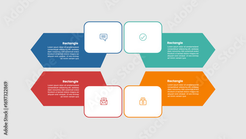 Foto rectangle shape infographic diagram with arrow sharp edge on quadrant structure