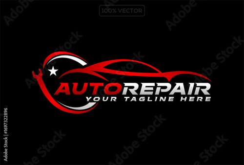 Vector logo of car parts, auto repair template design illustration template