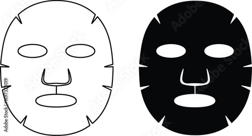 Sheet mask vector skincare beauty treatment outline