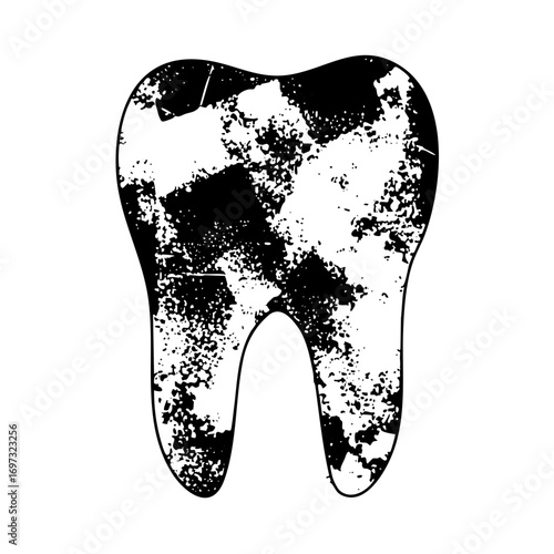 Vector Damaged tooth with distressed texture