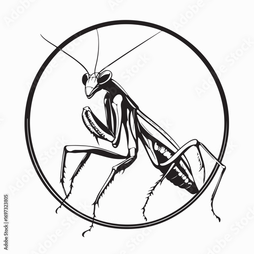 Praying Mantis Insect Vector Illustration Isolated On White Background Realistic Design