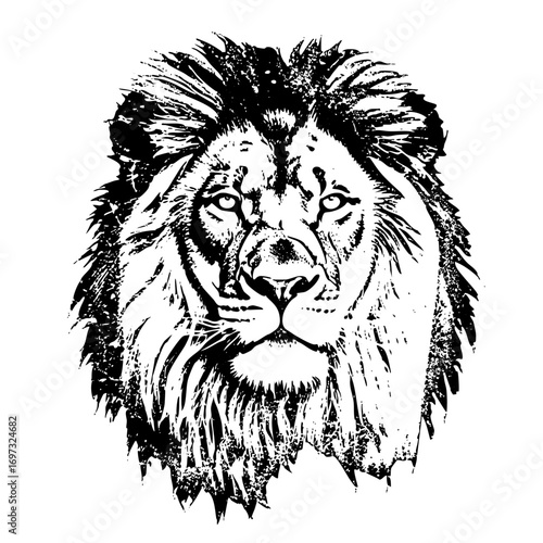 Vector Detailed vector of a majestic lions head.