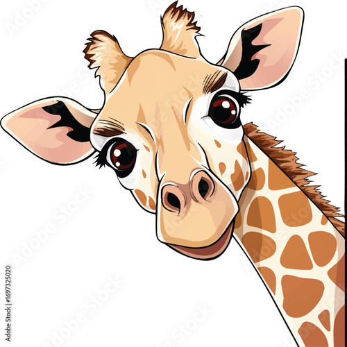 Curious Giraffe: This charming illustration captures the inquisitive nature of a giraffe, with its long neck and gentle eyes.