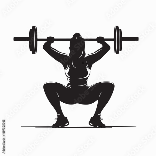Athletic Woman Lifting Barbell Silhouette Vector Strong Female Power Training