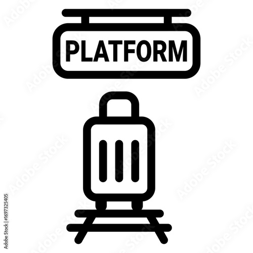 Train Platform Line Icon of Train Stations and Rail Travel Icon Set