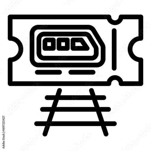 Railway Ticketing Line Icon of Train Stations and Rail Travel Icon Set