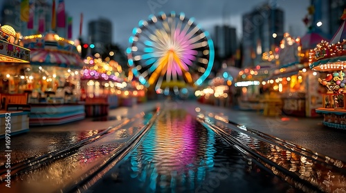 Wallpaper Mural Vibrant carnival street glowing with colorful lights high resolution Wallpaper Torontodigital.ca