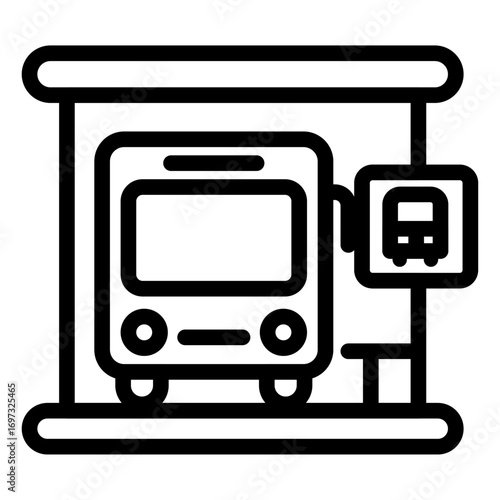 Bus Stations and Public Transit Icon Set