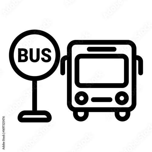 Bus Stations and Public Transit Icon Set
