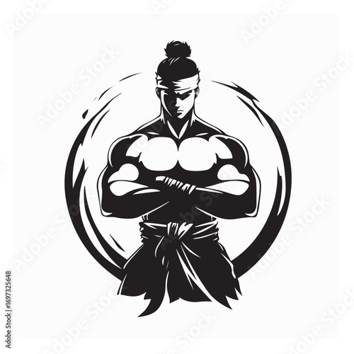 Male Martial Art Silhouette Vector Logo Design Fighting Sports Icon Graphic