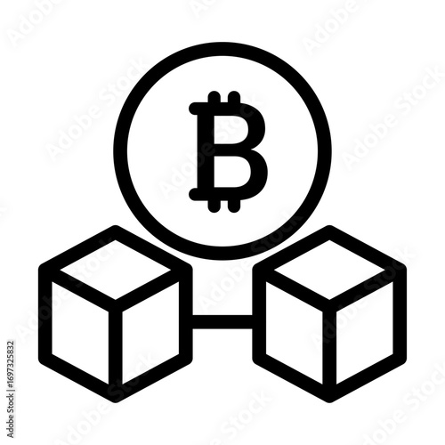 Bitcoin Line Icon of Blockchain and Cryptocurrency Icon Set