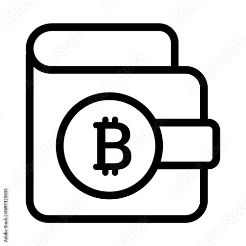 Crypto Wallet Line Icon of Blockchain and Cryptocurrency Icon Set