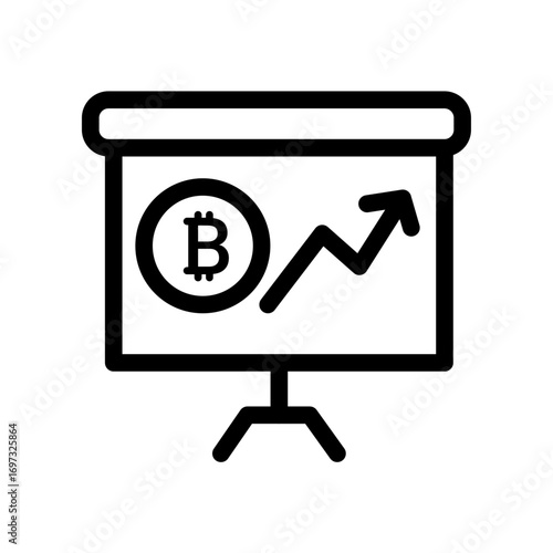 Crypto Market Analysis Line Icon of Blockchain and Cryptocurrency Icon Set