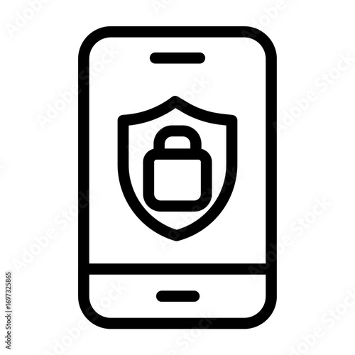 Mobile Crypto Security Line Icon of Blockchain and Cryptocurrency Icon Set