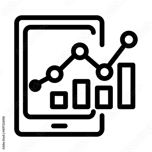 Mobile Data Analytics Line Icon of Business Intelligence (BI) Icon Set