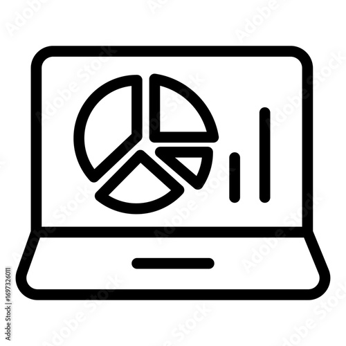 Laptop Pie Chart Line Icon of Business Intelligence (BI) Icon Set