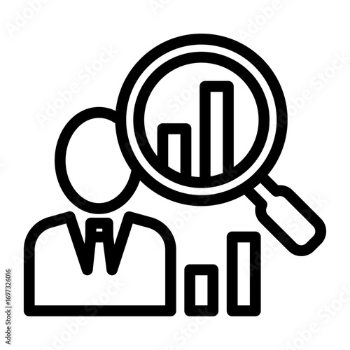 Data Search and Insights Line Icon of Business Intelligence (BI) Icon Set