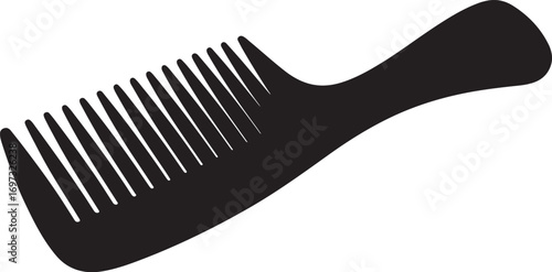 Black comb with defined teeth on a white background simple vector