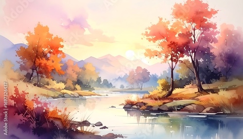 Autumnal landscape painting