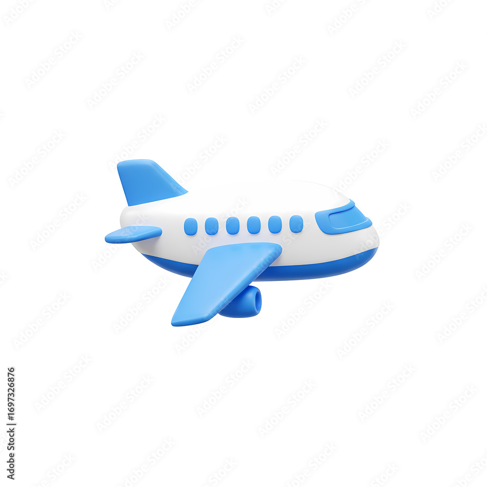 Obraz premium Cartoon Airplane Flying on Black Background Travel Transportation Illustration