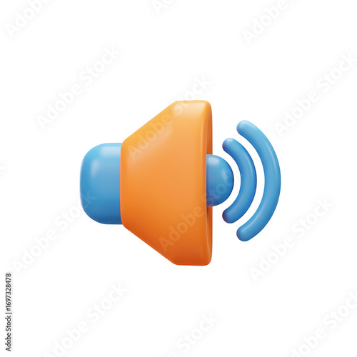 Speaker Icon Emitting Sound Waves in Cartoon Style on Black Background