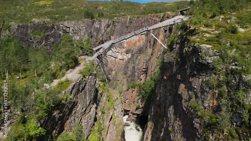 The Vøringsfossen bridge spanning the waterfall in Norway