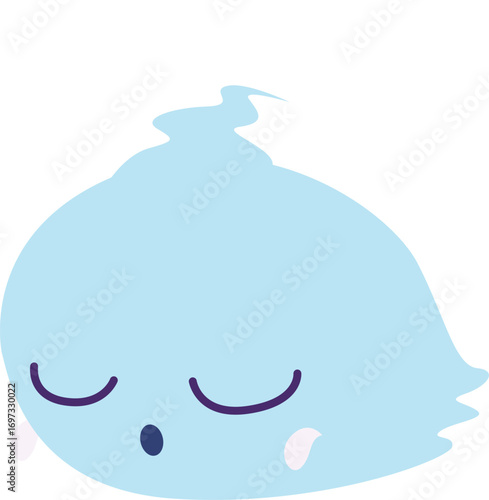 Cute sleeping blue ghost with a peaceful expression.