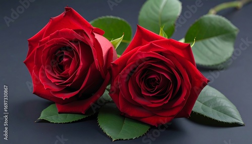 Wallpaper Mural Two crimson roses on dark background Torontodigital.ca