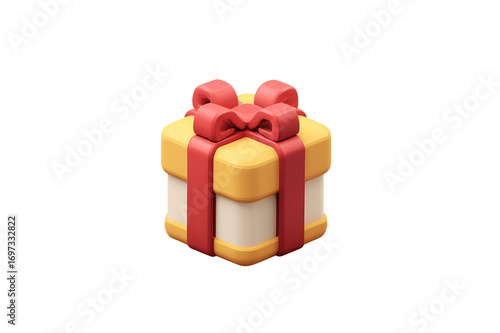 A Delightful 3D Rendered Gift Box with a Red Ribbon