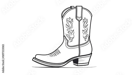 Monochrome illustration of a cowboy boot