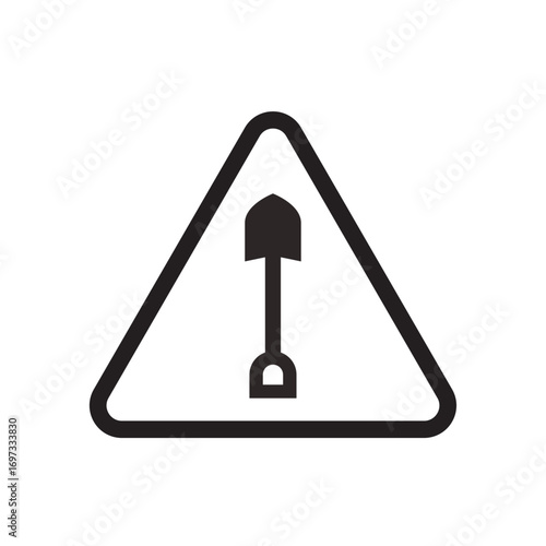 Road Work Warning Sign Line Icon of Road Construction Icon Set